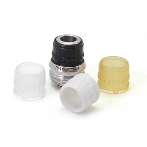 SXK Monarchy MNCH Knob Drip Tip for BB / Billet / Boro AIO Box Mod - SS316 + Black POM + White PET + Clear Acrylic + Ultem