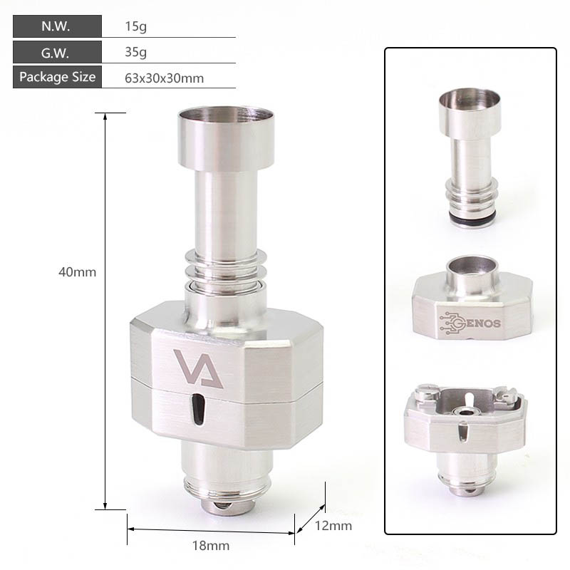 SXK Genos RBA Bridge for Billet / BB / Boro Tank - Silver, 316SS, 6 Air Pins 1.0 / 1.5 / 2.0 / 2.5 / 3.0 / 3.5mm