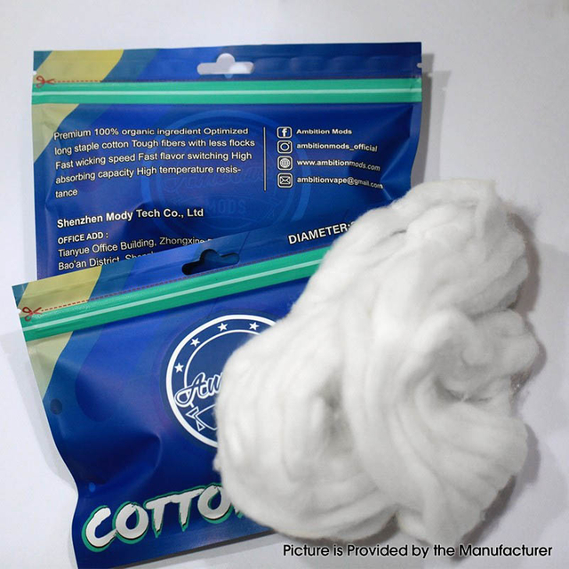 Authentic Ambition Mods Premium Organic Ingredient Optimized Long Staple Cotton - 2.5mm/3.0mm Diameter, 7 Meters