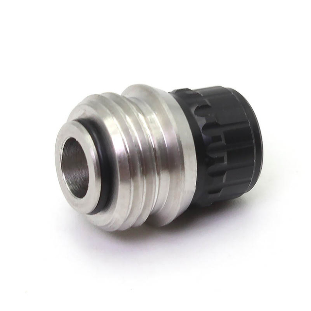 SXK Monarchy MNCH Knob Drip Tip for BB / Billet / Boro AIO Box Mod - SS316 + Black POM + White PET + Clear Acrylic + Ultem