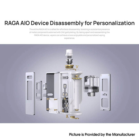 Authentic Aspire Raga Aio Pod System Kit VW 5~75W, 1 x 18650, 4.5ml