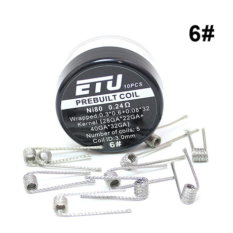 SXK ETU Pre-built Coil Wire - 0.24ohm, Ni80, Kernel 28GA x 22GA + 40GA x 32GA, Wrapped 0.3 x 0.6 + 0.08 x 32 (10 PCS)