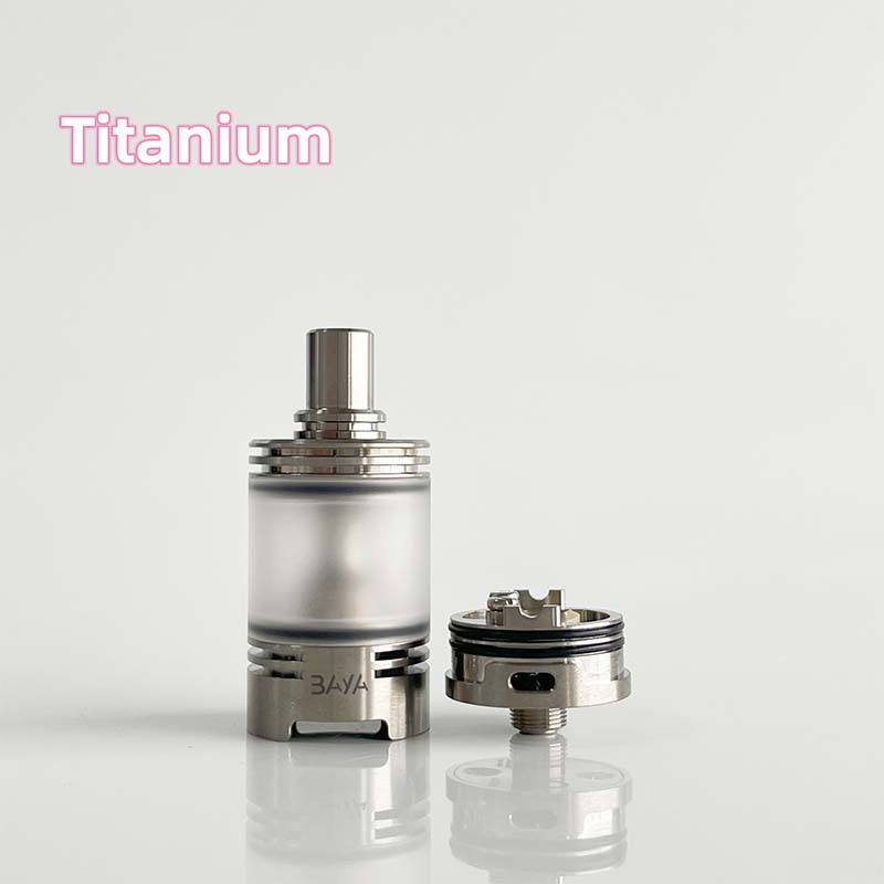 Rekavape Baya Style RTA Tank Atomizer - 4.2ml, Silver/Titanium + PEI/PC, 22mm, 1.2/1.5/1.8mm Air Pins