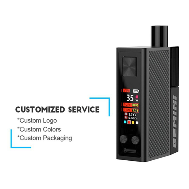Authentic OVNS Gemini 40W VW Variable Wattage Pod System Vape Starter Kit - Black, 5~40W, 4.0ml, 0.35ohm / 1.2ohm