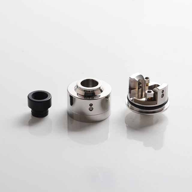 SXK Haku Venna Style RDA Rebuildable Dripping Vape Atomizer w/ BF Pin - Polish Silver, 316 Stainless Steel, 22mm Diameter