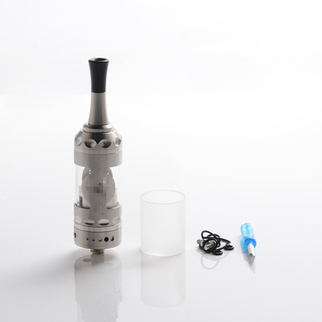 Vapeasy Fire Bird Style RTA Rebuildable Tank Vape Atomizer - Silver, 316 Stainless Steel + Glass, 5.0mL, 22mm Diameter
