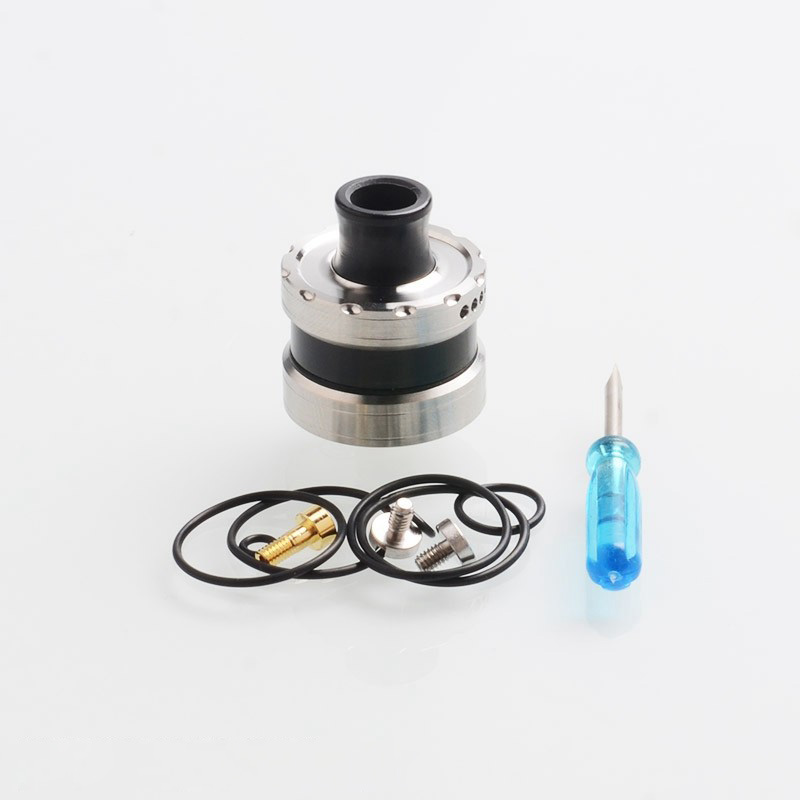 Vapeasy La Le Dripper Style RDA Rebuildable Dripping Vape Atomizer w/ BF Pin - Silver + Brown, 316SS + PEI, 22mm Diameter