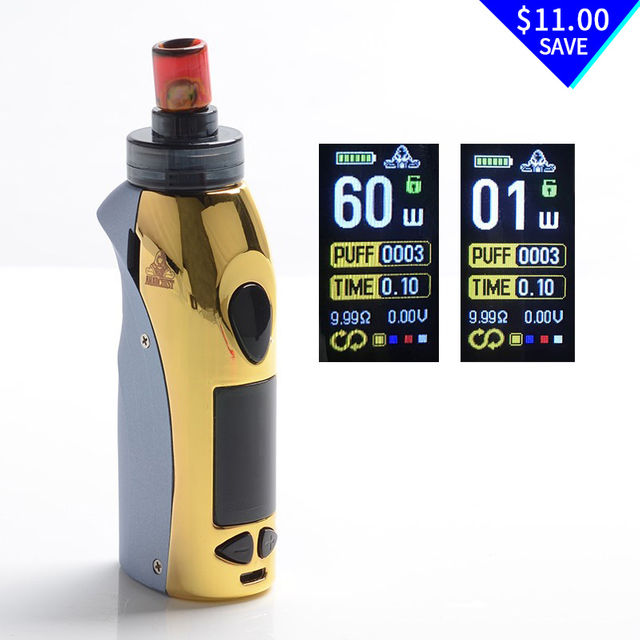 Authentic Kangvape Anarchist 60W 1500mAh MTL / DTL VW Box Mod Pod System Vape Starter Kit - Golden, 0.4ohm / 1.2ohm, 1~60W
