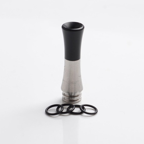 Firebird Replacement 510 Drip Tip for RDA / RTA / RDTA / Sub-Ohm Tank Vape Atomizer - Silver + Black, SS + POM, without Logo