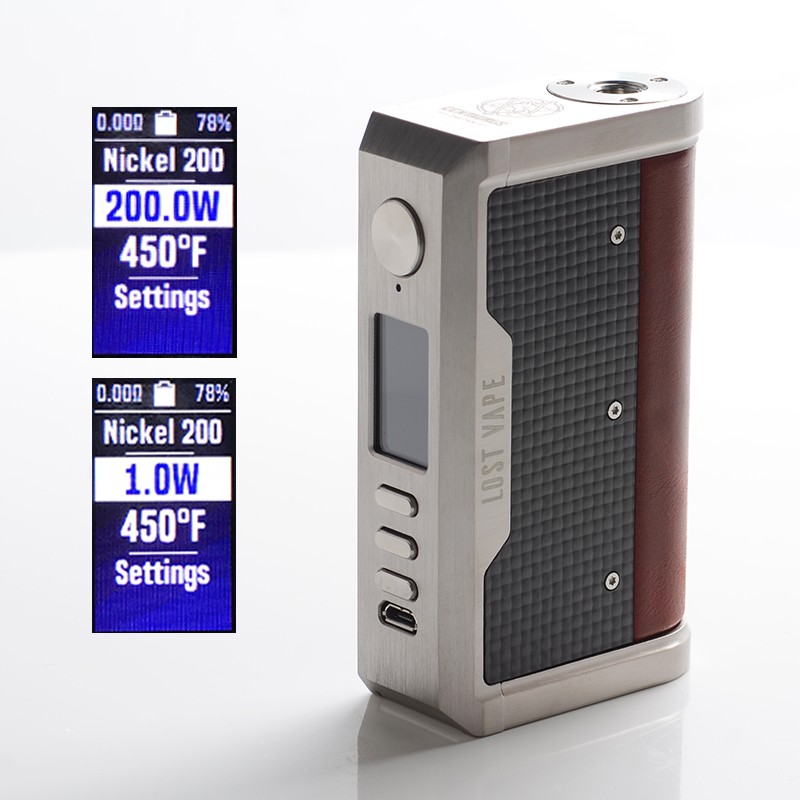 Аутентичный потерянный Vape ДНК Centaurus 250C 200 Вт TC VW Vape Box Mod - SS/Коутид Тактильное Углеродное Волокно, 2 x 18650, 1 ~ 200W, 200 ~ 600'ff