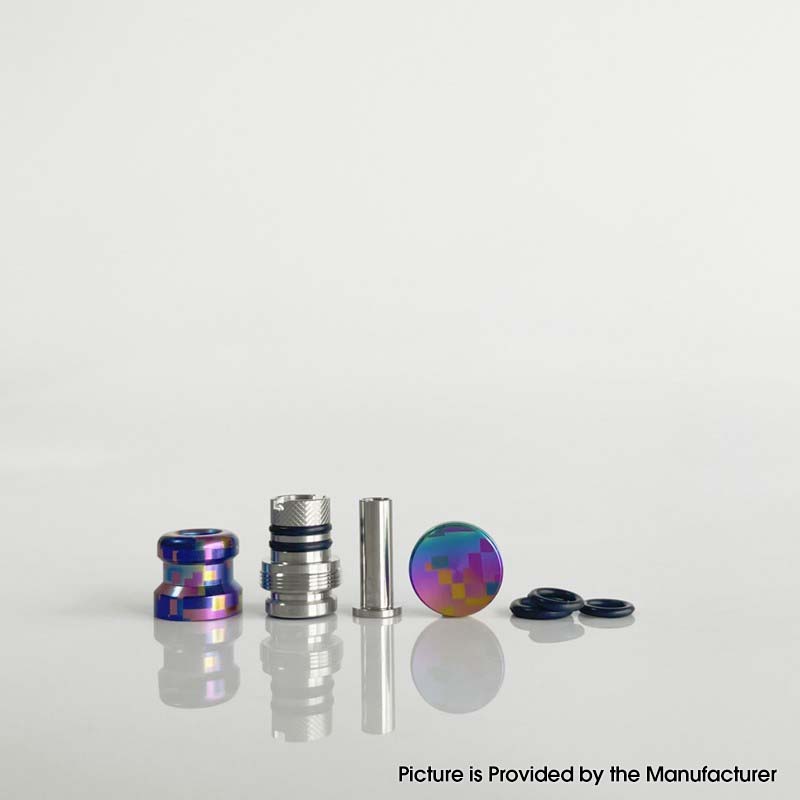 Rekavape Mission XV KB2 Style Drip Tip & Fire Button Set - Compatible with dotMod dotAIO V2 Pod, Titanium + SS