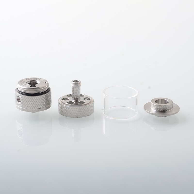 Empire V Style RTA Replacement Glass Tank Tube Kit – Blank / Knurled Surface, Stainless Steel Base, Transparent