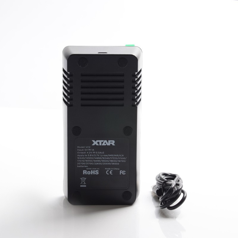 شاحن البطارية الذكي XTAR VC2 الأصيل-لعام 18650 ، 20700 ، 21700 وبطاريات LI-ION الأخرى (شاحن USB 2-Bay)