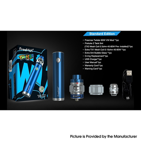 Authentic FreeMax Twister 80W 2300mAh VW Battery w/ Fireluke 2 Tank Starter Kit , Zinc Alloy, 5ml, 5~80W (Metal Edition)