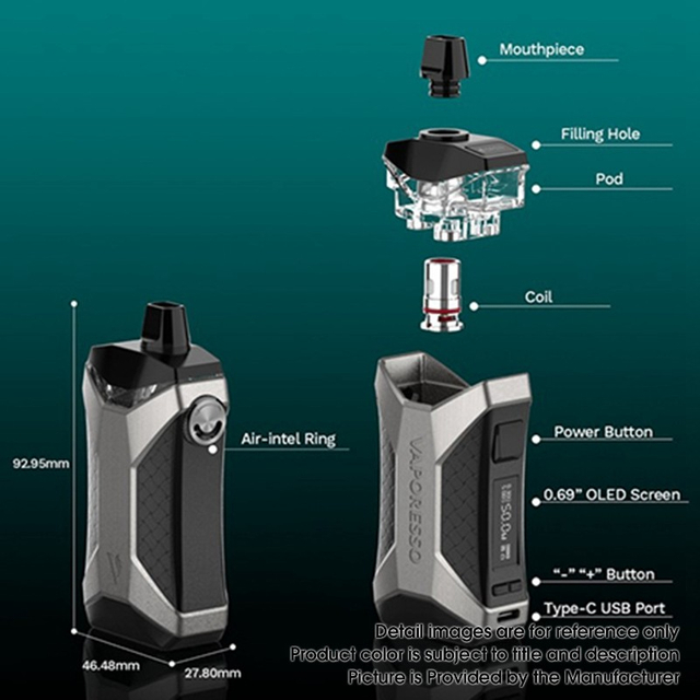 正規品Vaporesso XIRON 50W 1500mAh VW 可変ワット数ポッド システムVape Modキット、5~50W、5.5ml、0.3 / 0.8ohm