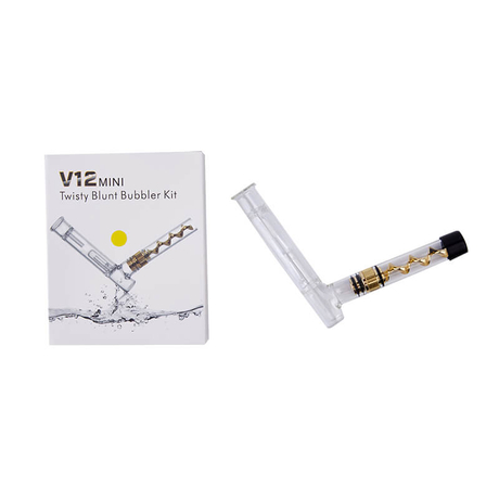 Twisty Glass Blunt V12 Mini Bubbler Kit Vaporizer Pen,Glass Pipe, Vape Pen For Dry Herb Vaporizer - Gold Color