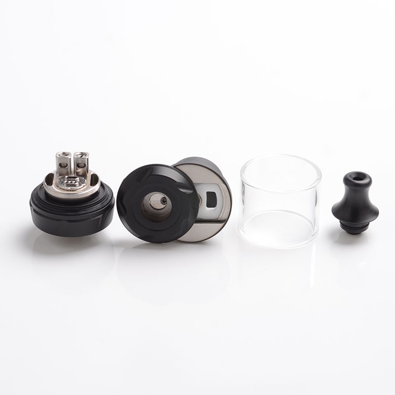 Authentic Hellvape MD MTL RTA Rebuildable Tank Atomizer - Black, Stainless Steel + Pyrex Glass, 2ml / 4ml, 24mm Diameter