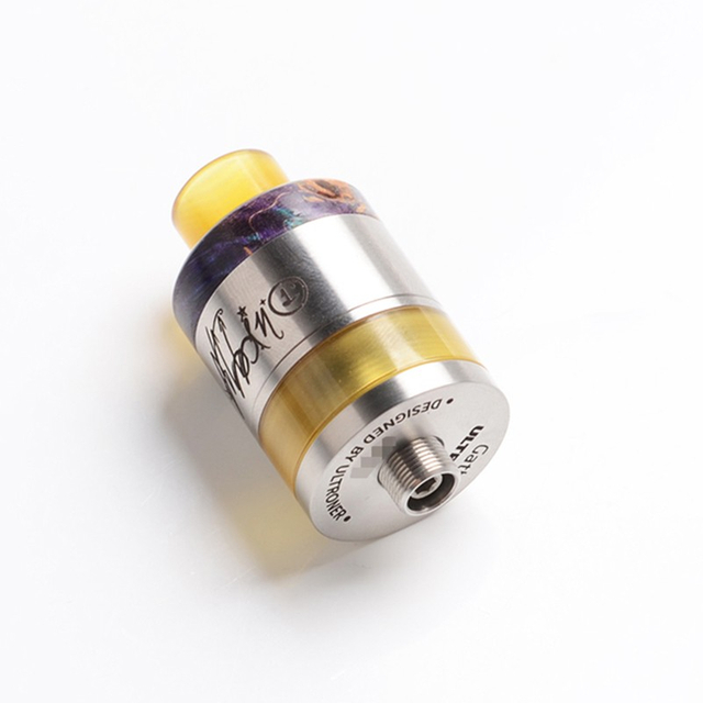 Authentic ULTRONER Gather MTL / DTL RDA / RDTA Dripping Tank Vape Atomizer - Silver + Random Color Stabwood, SS, 22mm Diameter