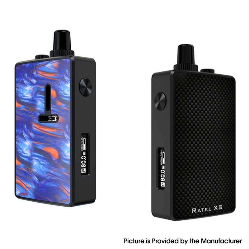 Authentic Mechlyfe Ratel XS 80W TC VW DL / MTL Rebuildable AIO Pod System Vape Kit - Black & Resin Blue, 5.5ml, 5~80W, 1 x 18650