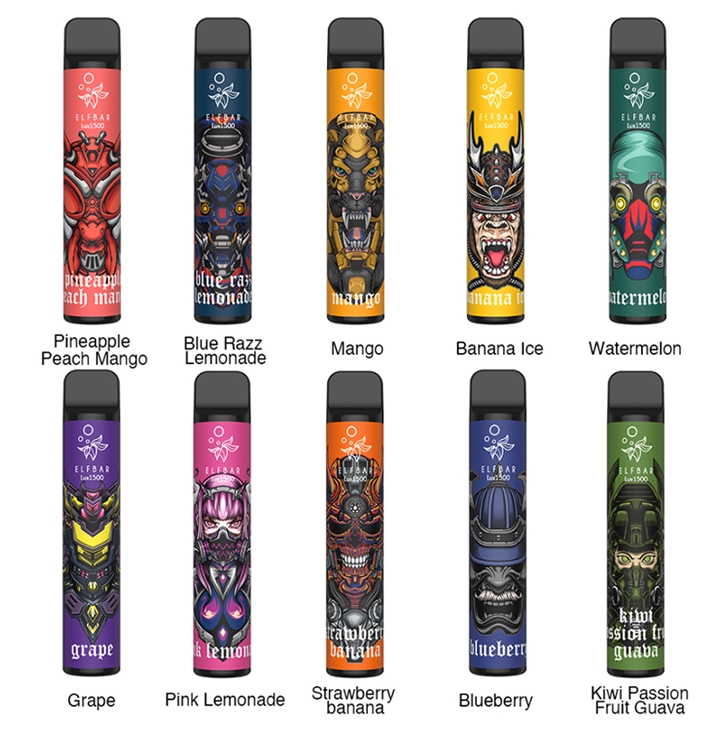 정통 Elf Bar lux 1500 Puff s 일회용 키트 850mah 4.8ml (20mg)