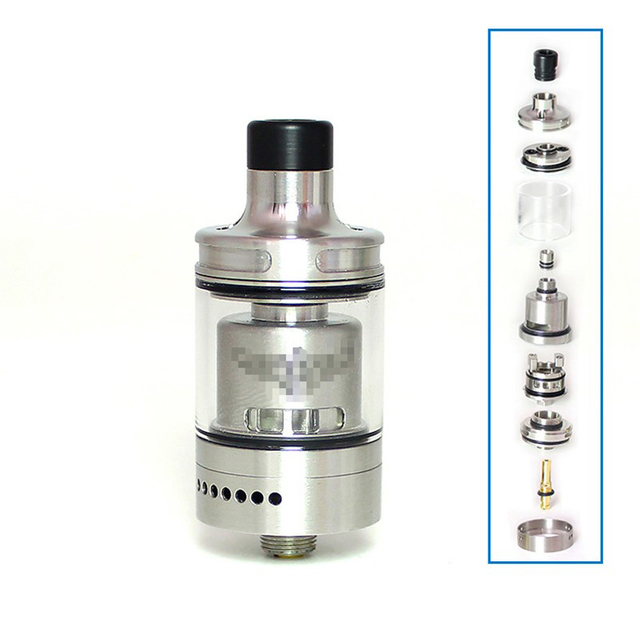 SXK Perseus Style RTA Rebuildable Tank Vape Atomizer - Silver, 316 Stainless Steel, 2.0ml / 4.0ml, 22mm Diameter