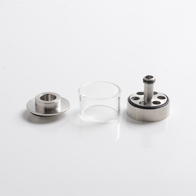 Ersatztankrohr für Flash E -Vapor V4.5 / V4.5S + RTA - Silber + transparente SS + Glas, 3,5 ml, 23 mm