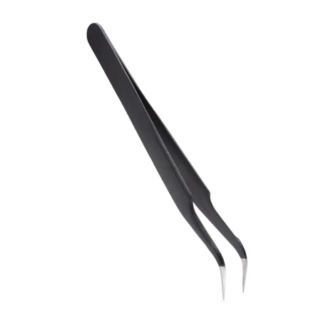 Stainless Steel Curved Tweezers - Black