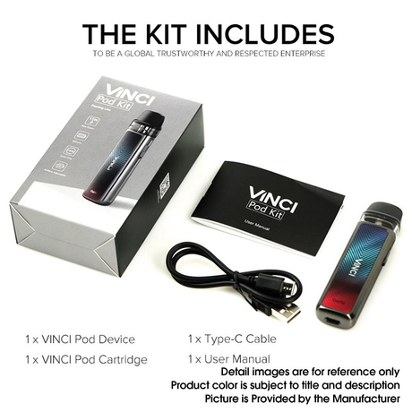VOOPOO Vinci 15W Pod System Vape Starter Kit, 800mAh, 2.0ml Pod Cartridge, 0.8ohm