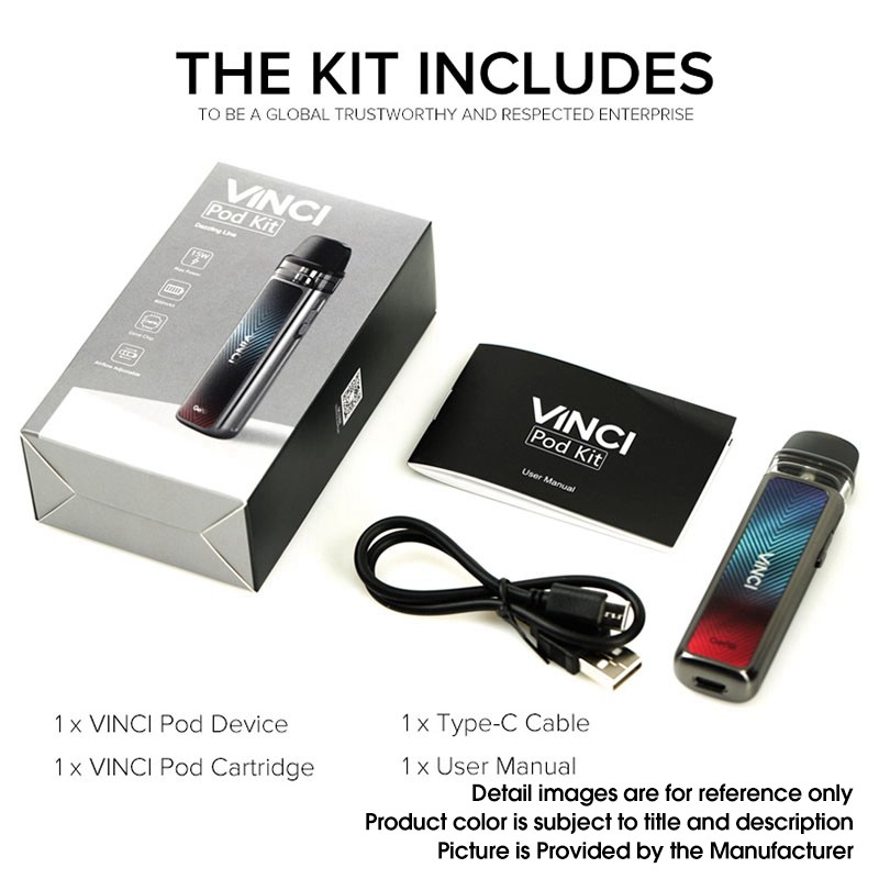 VOOPOO Vinci 15W Pod System Vape Starter Kit, 800mAh, 2.0ml Pod Cartridge, 0.8ohm