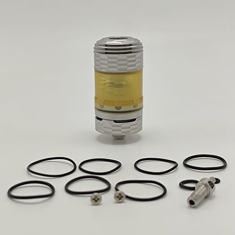 Coppervape Hussar Le style final RTA Rebuilable Tank Vape Vape Atomizer -Silver Satined, 316SS + PEI, 3,0 ml, 22 mm de diamètre