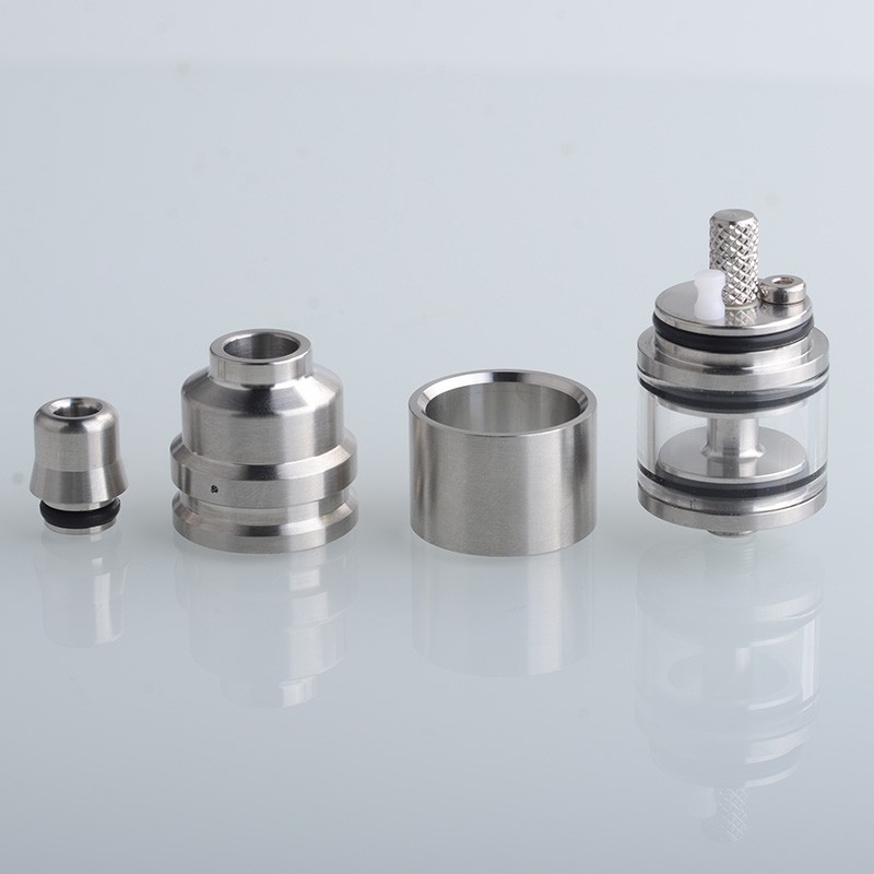 SXK Duetto Lucido Style MTL RTA Rebuildable Tank Vape Atomizer - Серебро, 316 нержавеющая сталь, 2,5 мл, 22 мм