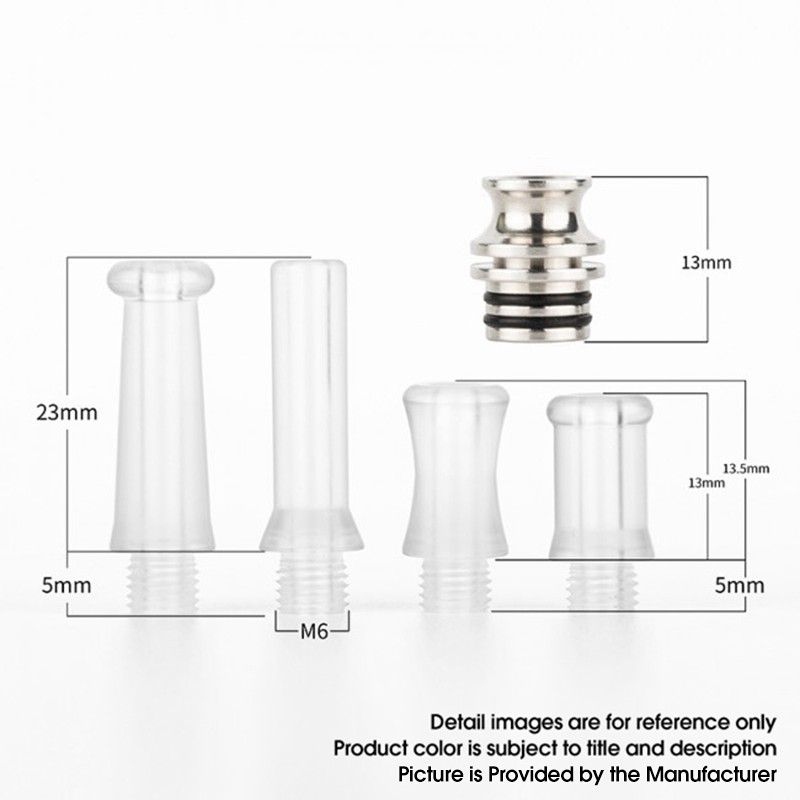 Authentic Reewape T1 510 Drip Tip Mouthpiece Kit for Vape Atomizers 1 Stainless Steel Base + 4 Resin Mouthpieces