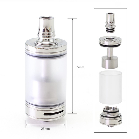 SXK Diplomat Style RDL RTA Rebuildable Tank Atomizer - Silver, 5.7ml, 2 PCS Air Pin 3.5 / 4.0mm, 23mm Diameter