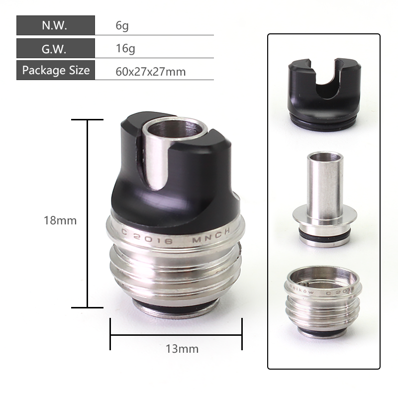SXK Monarchy Cyber ​​Whistle Lip Set Set для BB / Billet / Boro AIO Box Mod - Silver, 316SS + POM + PET + Acryl + Ultem