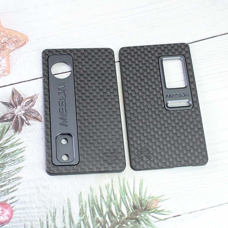 SXK MISSION XV DotMission Style Panels System DMPS Set - Black, Carbon Fiber Panels + Black Aluminum Inners + Titanium Buttons
