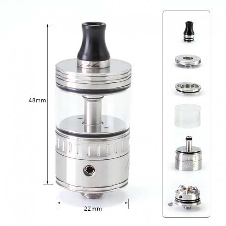 SXK nola style RTA再構築可能なアトマイザー - 銀、3.2ml、8pcsエアピン22mm直径