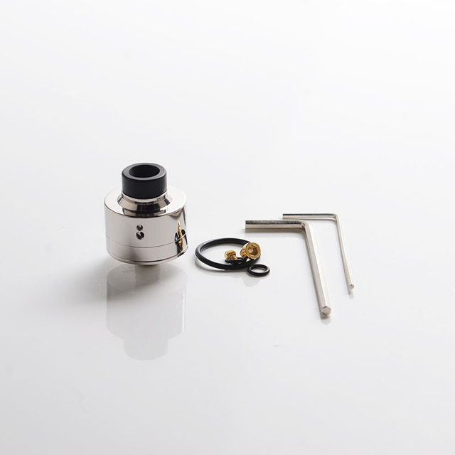 SXK Haku Venna Style RDA Rebuildable Dripping Vape Atomizer w/ BF Pin - Polish Silver, 316 Stainless Steel, 22mm Diameter