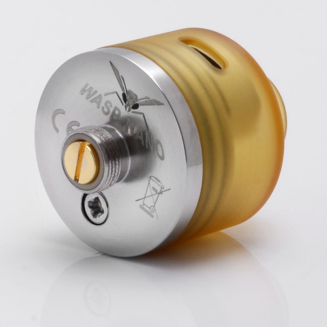 Authentic Oumier Wasp Nano Mini RDA Rebuildable Dripping Atomizer w/ BF Pin - Silver + Brown, SS + PEI, 22mm diameter