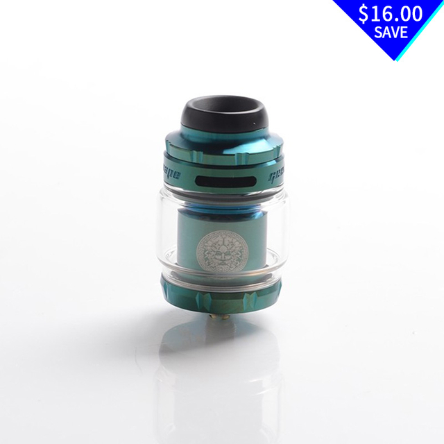 Authentic Geek Vape Zeus X Mesh RTA Tangki yang dapat dibangun kembali Vape Atomizer - Green, SS + Glass, 4.5ml, 0.17ohm / 0.20ohm, diameter 26mm, diameter 26mm