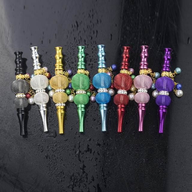 Hookah Tips Metal Rhinestone Nozzle Diamond Hookah Accessories Hose Mouth Tips Cigarette Holder 