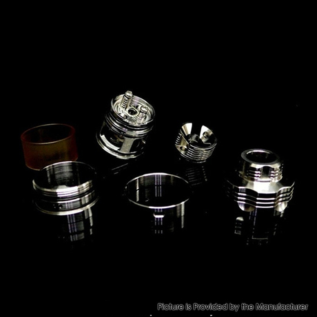 SXK 415 S61 Genesis Atomizer Style RDTA Rebuildable Dripping Tank Atomizer - Silver, 316 Stainless Steel + PEI, 22mm