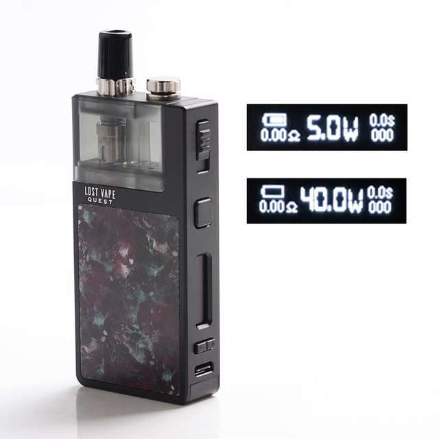 Authentic Lost Vape Q Ultra AIO 40W 1600mAh VW Pod System Mtl / dl Vape Starter Kit - Nebula Purple, 0,6ohm, 4ml, 5 ~ 40W