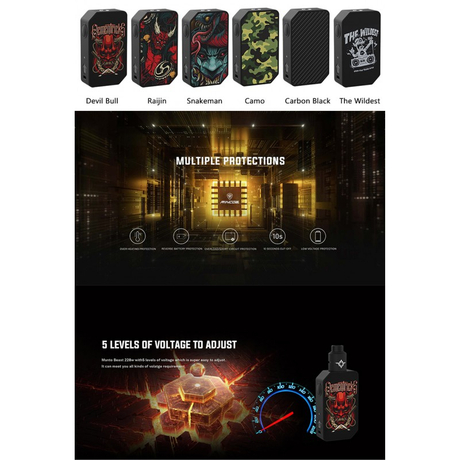 Authentic Rincoe Manto Beast 228W VV Variable Voltage Vape Box Mod , 2 x 18650
