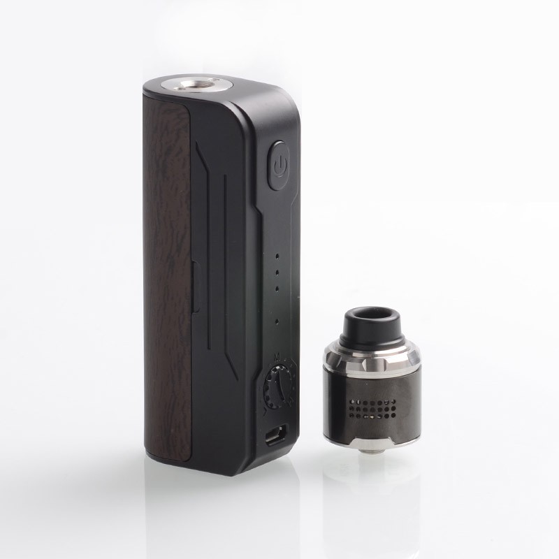 정통 Hippovape Papua 100W VW 가변 와트지 박스 MOD + RDA 키트 - 검은 색, 3 ~ 100W, 1 x 18650/20700/21700, 24mm 직경