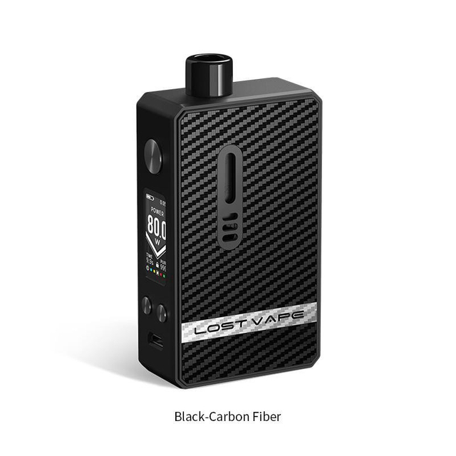 Authentic Lost Vape Gemini Hybrid Pod System Vape Mod Kit - Black Carbon Fiber, 5~80W, 1 x 18650, 4.0ml, 0.2 / 1.0ohm