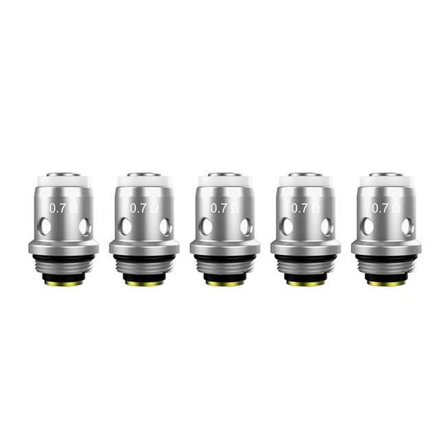 Vandy otentik Vape Berserker BSKR S Penggantian Mesh Coil head - Silver, 0.7ohm (5 ~ 25W) (5 pcs)