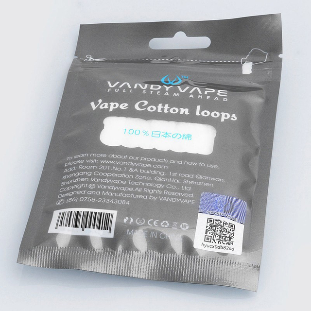 Authentic Vandy Vape Cotton Loops for RDA / RTA / RDTA DIY Coil Building - 160 x 99mm, 2.5 Feet