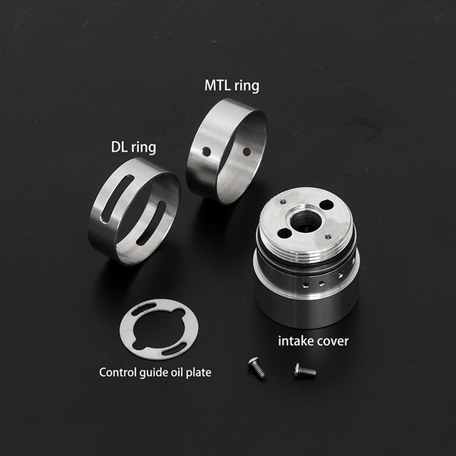 YFTK AFC Kit V2 for Flash e-Vapor V4.5 / V4.5S+ Style RTA – Silver Airflow Control Set (DL & MTL Rings + Intake Cover)