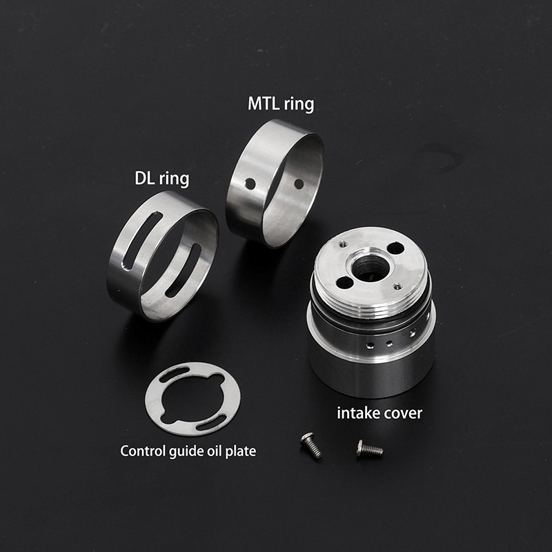 YFTK AFC Kit V2 for Flash e-Vapor V4.5 / V4.5S+ Style RTA – Silver Airflow Control Set (DL & MTL Rings + Intake Cover)