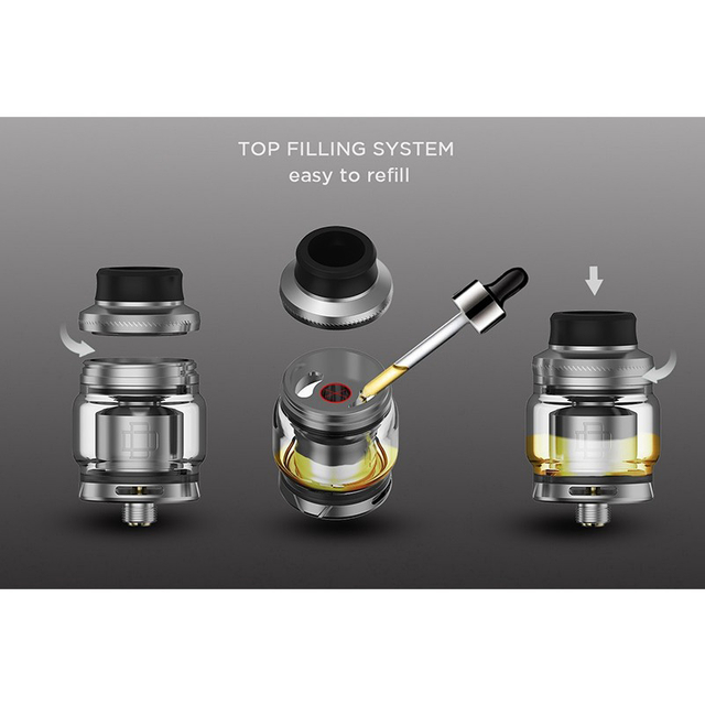 Authentic Augvape Druga RTA Rebuildable Tank Vape Atomizer, Stainless Steel + Glass, 2.4ml / 3.5ml, 24mm Diameter